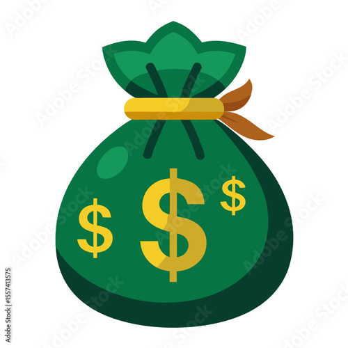 Illustration of a green bag of money with a dollar sign on it representing wealth