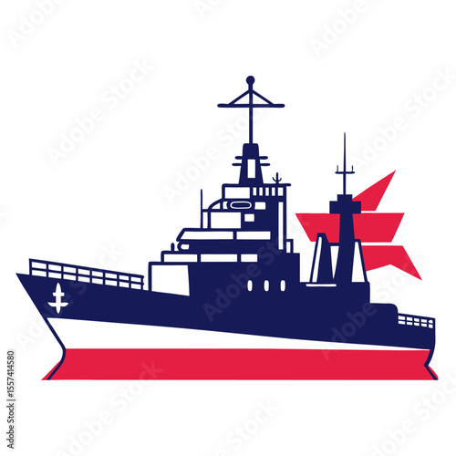 Detailed Warship Silhouette Vector Illustration for Naval History Military Designs and Maritime Projects Requiring Precision