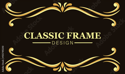 "Luxurious classic frame featuring golden flourishes, perfect for upscale events or distinguished presentations. A touch of grandeur for any design."