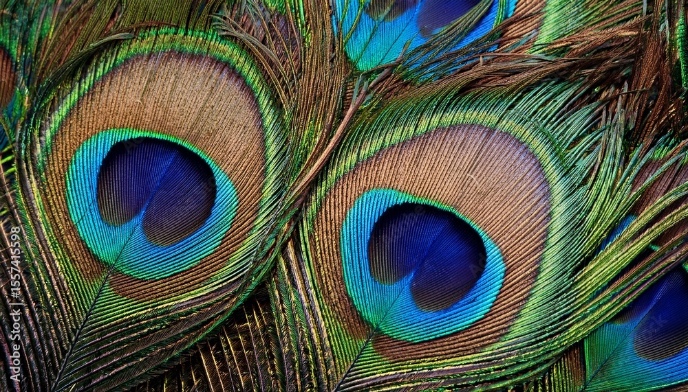 Obraz premium a woven pattern resembling peacock feathers shimmering with iridescent blues and greens