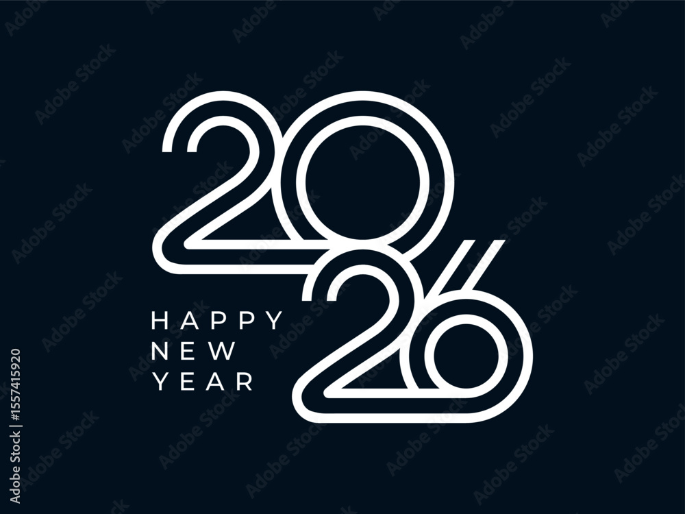 Fototapeta premium 2026 Happy New Year design vector illustration. Unique 2026 logo design template.