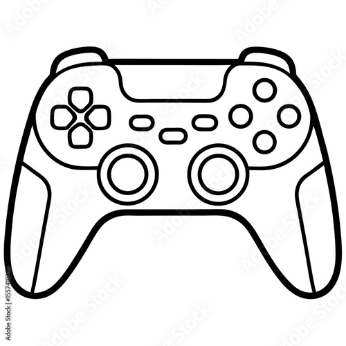 Video game controller icon: isolated gamepad with buttons for computer gaming and fun leisure activity