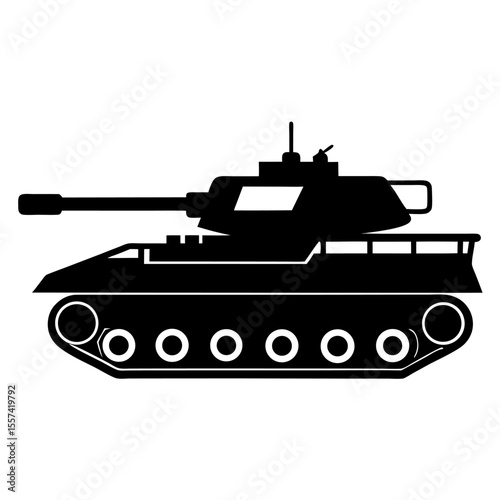 Silhouette of a Military Tank Vector Design Featuring a Powerful Weapon for Armed Forces