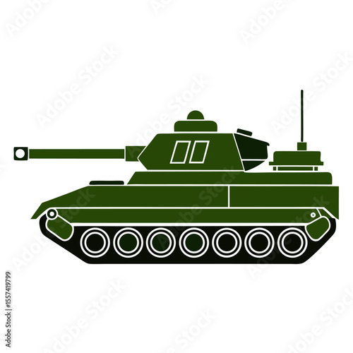 Military Tank Silhouette Vector Design Powerful Armored Vehicle Illustration for War Defense and Technology Concepts