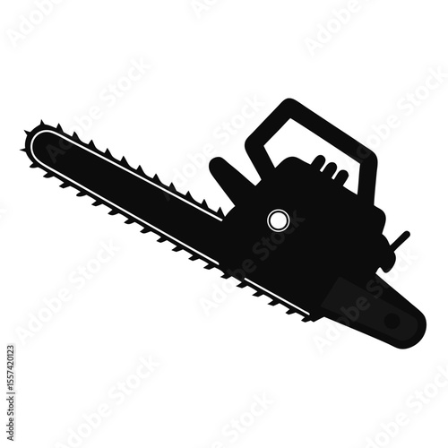 Chainsaw Silhouette Vector Illustration Tree Cutter Lumberjack Woodworking Forestry and Logging Design Element for Creative Projects