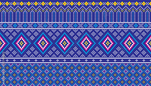 fabric pattern geometric, blue, Vector design Textile Abstract fabric pattern geometric, seamless pattern, design for wallpaper, carpet, wrapping, fabric, fashion wearing, textile, design background f