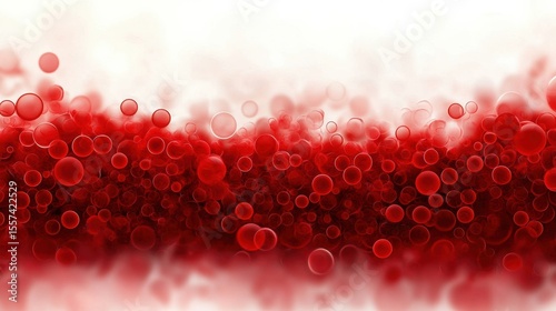 Dynamic Abstract Red Circles on Pink Gradient Background, Dreamy and White blood cells in flow