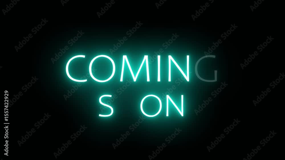 Neon letter coming soon animation with black background..