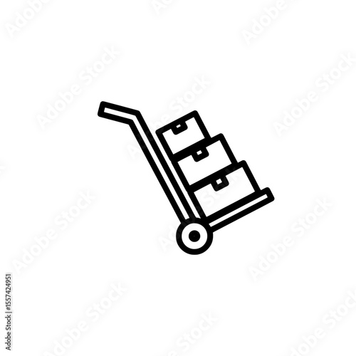 Hand Truck Icon with Stacked Cardboard Boxes Symbolizing Delivery or Transportation