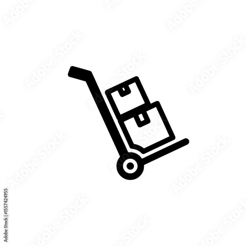 Hand Truck Icon with Stacked Cardboard Boxes Symbolizing Delivery or Transportation