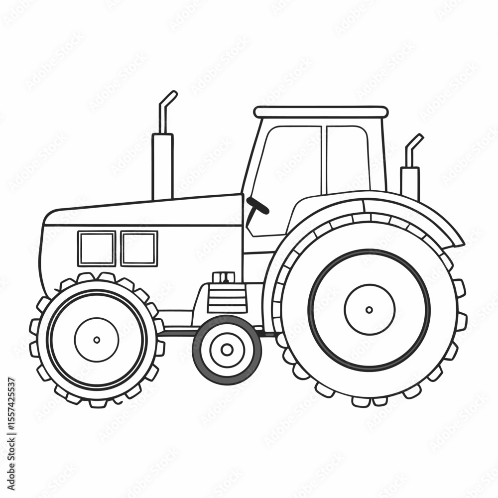 Obraz premium Simple farm tractor outline illustration suitable for agricultural farming or transportation related designs and projects