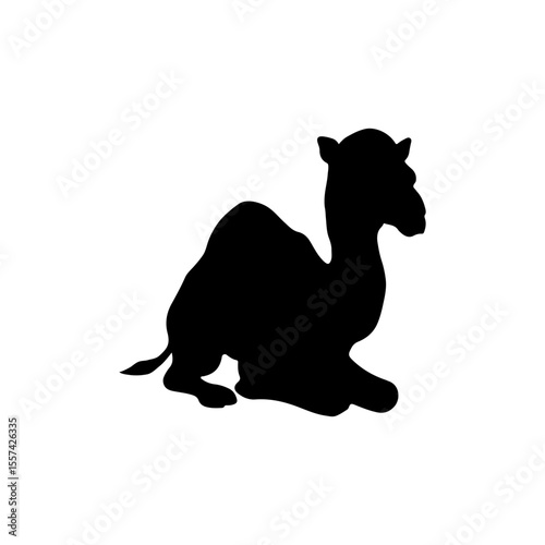 camel sitting silhouette icon vector flat design.
