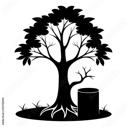 Silhouette Illustration of a Tree g Nature Elements and Vector Graphics
