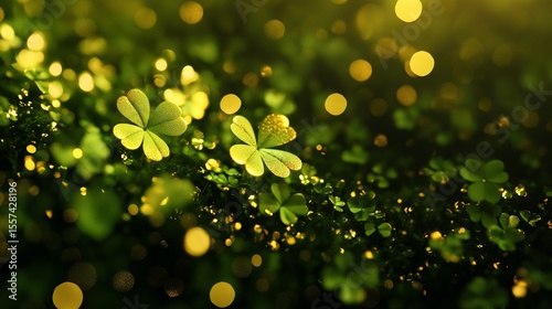 Golden Bokeh Effect With Subtle Green and Yellow Tones Creating a Dreamy and Festive Abstract Background Perfect for Celebrations