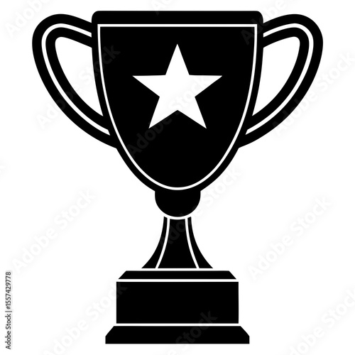 Trophy vector silhouette  with white background