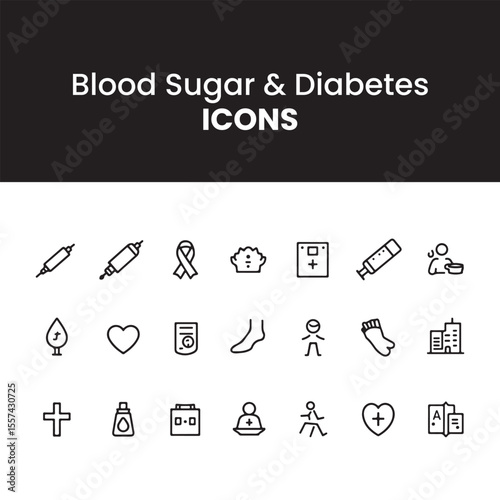 “Blood Sugar Tracker Icons | Professional Diabetes Vector Illustrations for Clinic Posters, Wellness Apps & Patient Guides”
