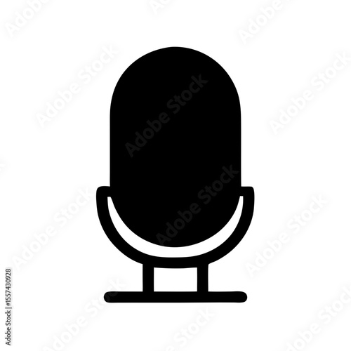 Black Glyph Standing Vanity Mirror Icon, Dressing Table, Personal Grooming Symbol

