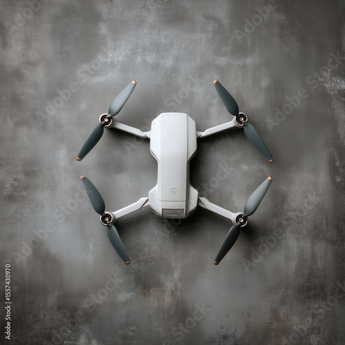 Minimal Drone Top‑Down on Gray Textured Background with Soft Shadows
