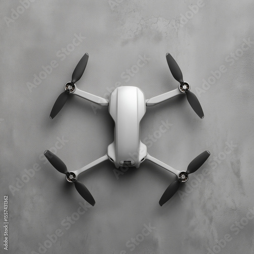 Minimal Drone Top‑Down on Gray Textured Background with Soft Shadows
