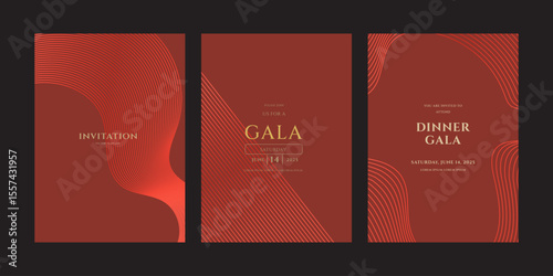 Elegant Red Dinner Gala Invitation Templates Vector Design