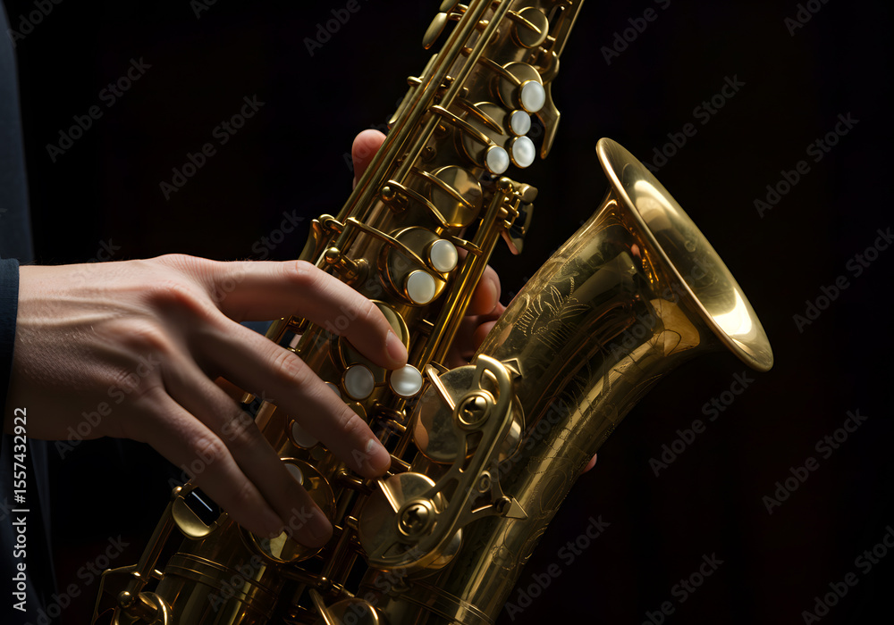 Obraz premium Saxophone performance closeup