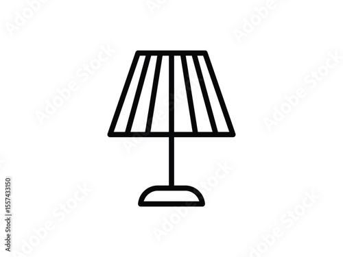 Vector illustration of standing table lamp. A minimal table lamp vector with long stem and shade, designed in flat monoline style for interface or infographic use.