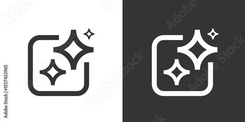 Generative AI user interface. AI star with square line icon. AI enters by command prompt to generate ideas. Icon Element for website, mobile app. Vector illustration.