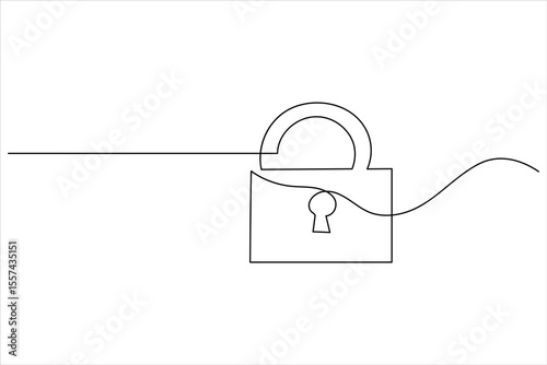 Continuous line padlock illustration simple secure lock outline vector isolated on white background