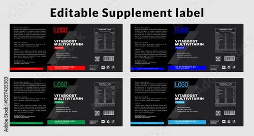 Supplement label design, supplement label template, vitamin label, packaging label, vitamin label design
