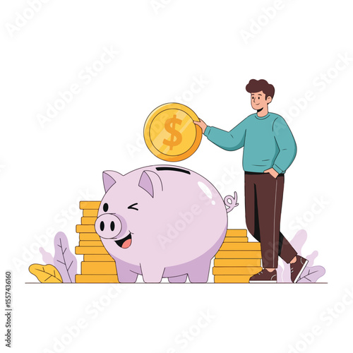 Vector of someone saving money