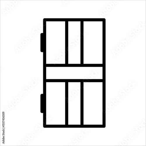 Window icon. Double glazing. Black contour linear silhouette. Front view. Editable strokes. Vector simple flat graphic illustration. Isolated object on a white background. Isolate.