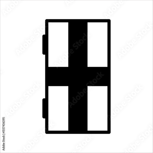 Window icon. Double glazing. Black contour linear silhouette. Front view. Editable strokes. Vector simple flat graphic illustration. Isolated object on a white background. Isolate.