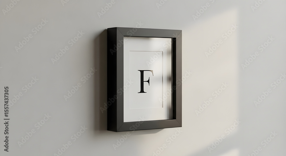 Elegant Minimalist Home Decoration Black Frame with Letter F Print Elegant Minimalist Home Decoration Black Frame with Letter F Print