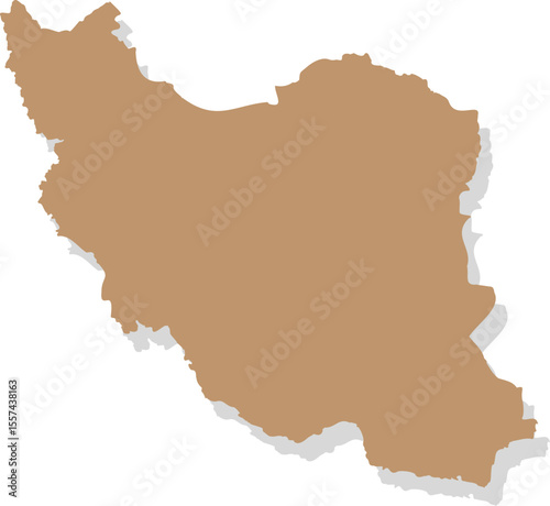 Iran silhouette map – solid brown vector shape with shadow effect