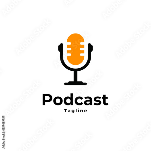 microphone podcast logo design