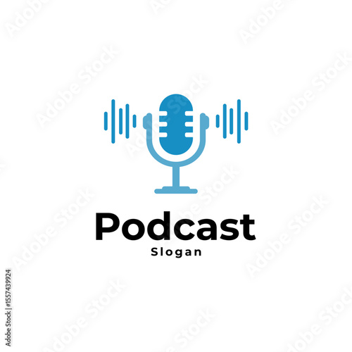 simple podcast logo with a microphone