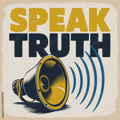 Speak truth loudly with a vintage megaphone illustration symbolizing the power of honest communication and public announcement