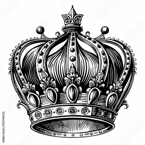 Ornate Vintage Crown Illustration Intricate Royalty Symbol with Detailed Engravings