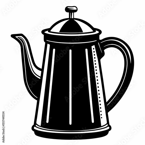 Vintage Coffee Pot Silhouette Classic Retro Kitchenware Illustration