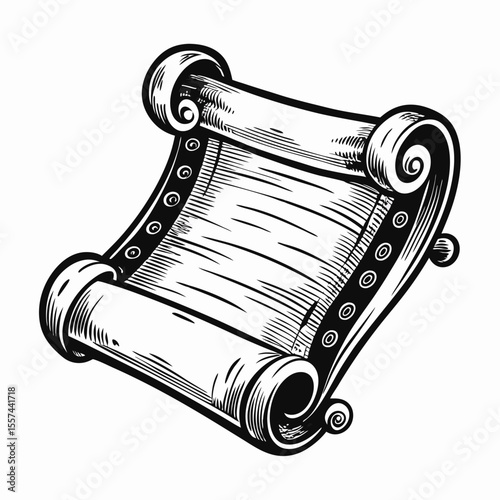 Vintage Scroll Illustration Hand Drawn Ancient Document with Ornate Details