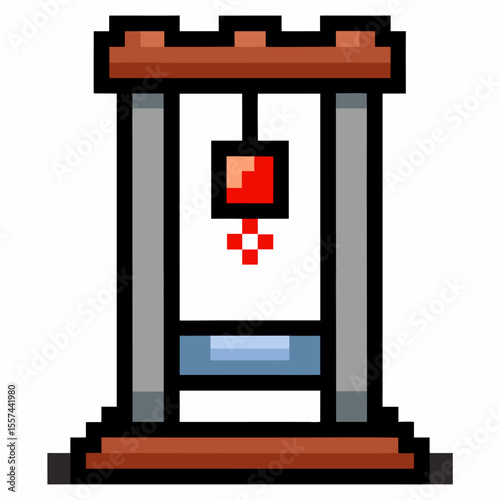 Retro Pixel Art Guillotine Icon   8 bit Gaming Graphic with Classic Execution Device
