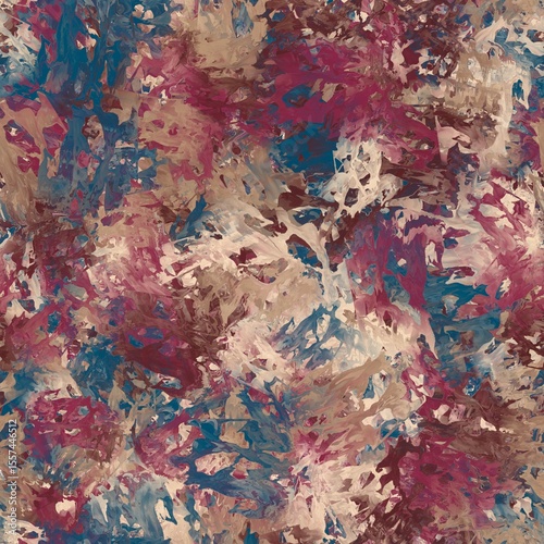 Abstract hand drawn painting. Big chaotic brush strokes. Dark grey blue, brown, pinkish tan, dark raspberry and light apricot colors.