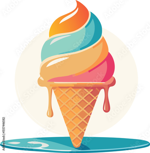 Glace fondante stylisée en style estival