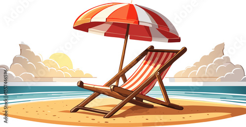 Transat vide sur plage en style estival