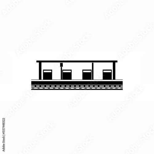 A minimalist design of a metro station on white background