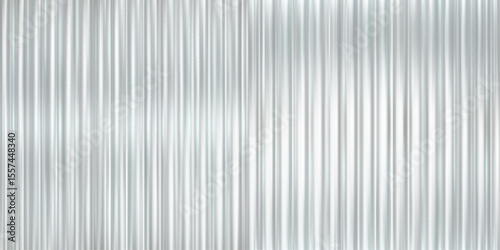Transparent ribbed glass pattern with a 3D background effect and abstract gradient blur. Silver seamless plastic texture for window or wall panel design. Light overlay with prism and chrome elements.