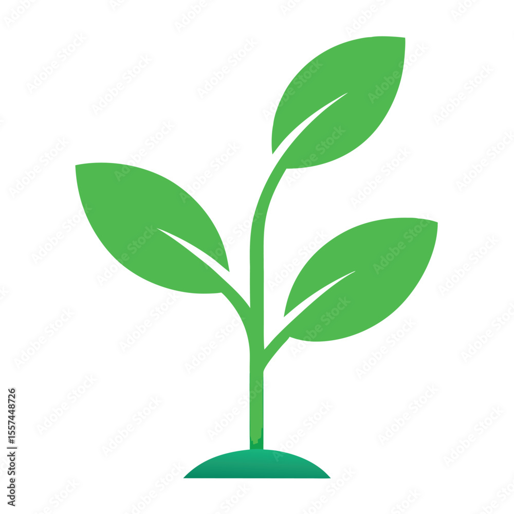 Obraz premium plant-sprout-with-two-leaves-green-gradient-illust