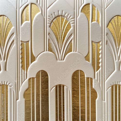 Cream and gold decorative design with art deco style.