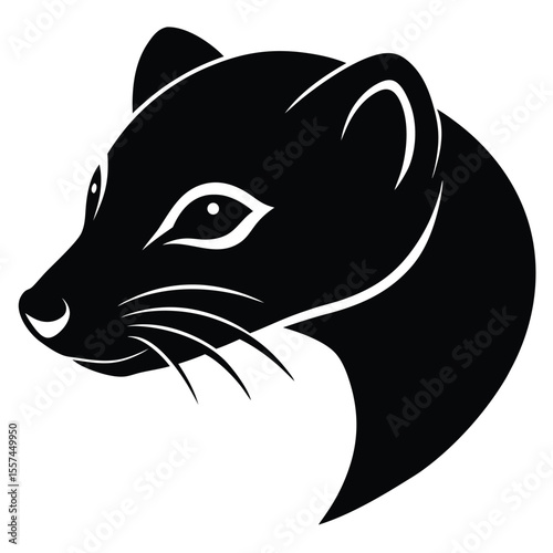 Sleek Weasel Head Silhouette Design for Banners and Advertisements
