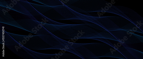 Abstract colorful wave lines on black background, concept of movement. Vector illustration